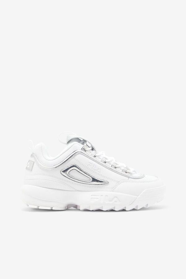 Fila Tenisky Damske Biele / Biele / Metal Strieborne - Disruptor 2 Creased Metallic Vypredaj - Slova